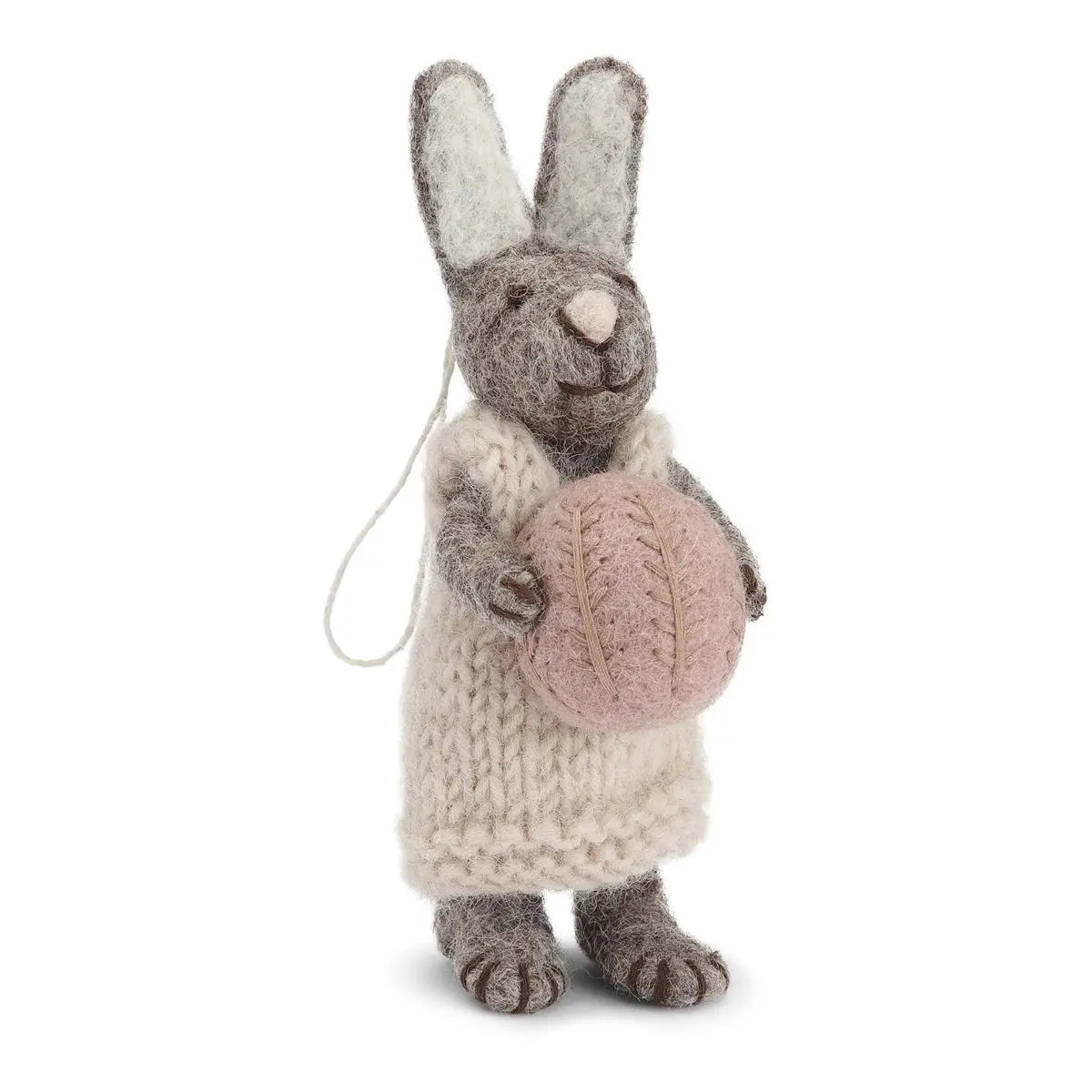 Figur BUNNY WITH LIGHT GREY DRESS AND LAVENDER EGG Én Gry & Sif
