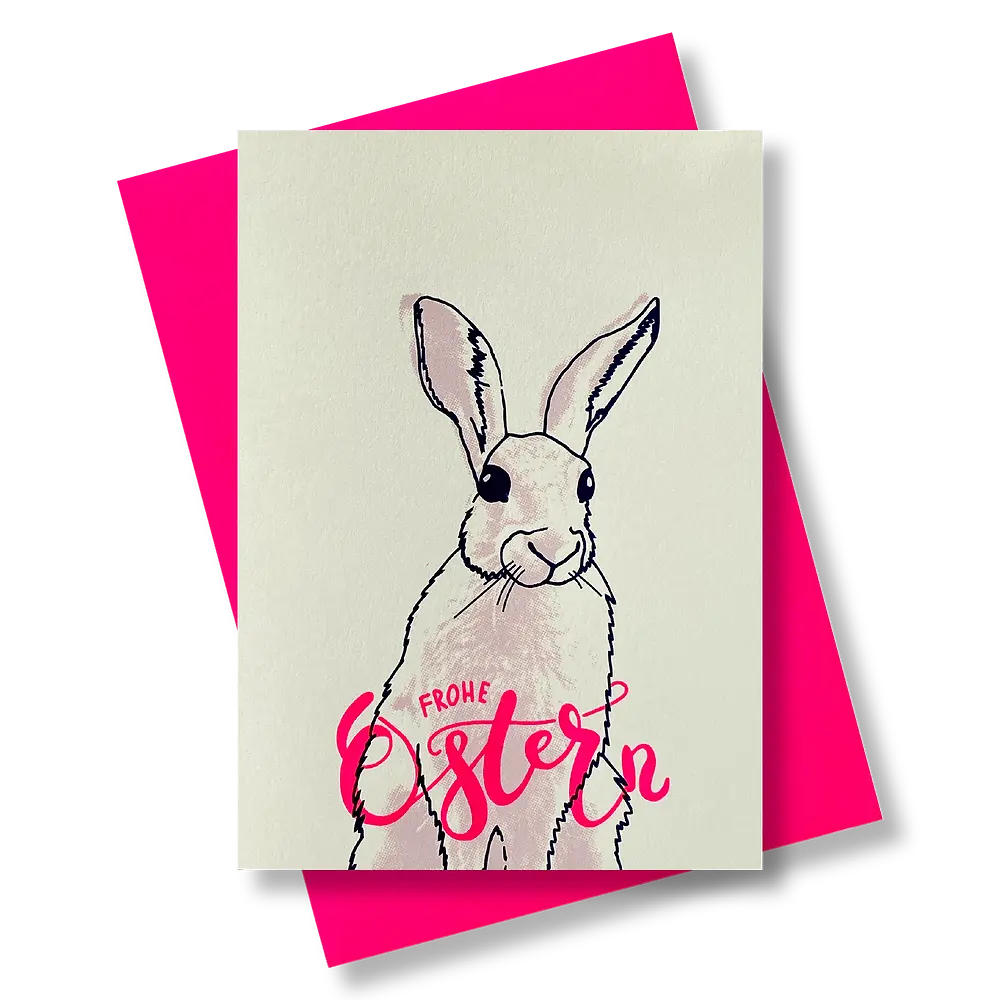 Grußkarte HASE | 2 Farben Pink Stories