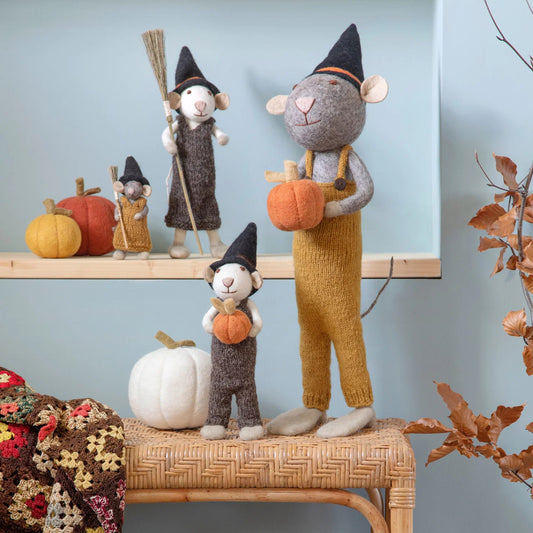 Boy Mouse mit Pumpkin | Gry & Sif | Filzfigur