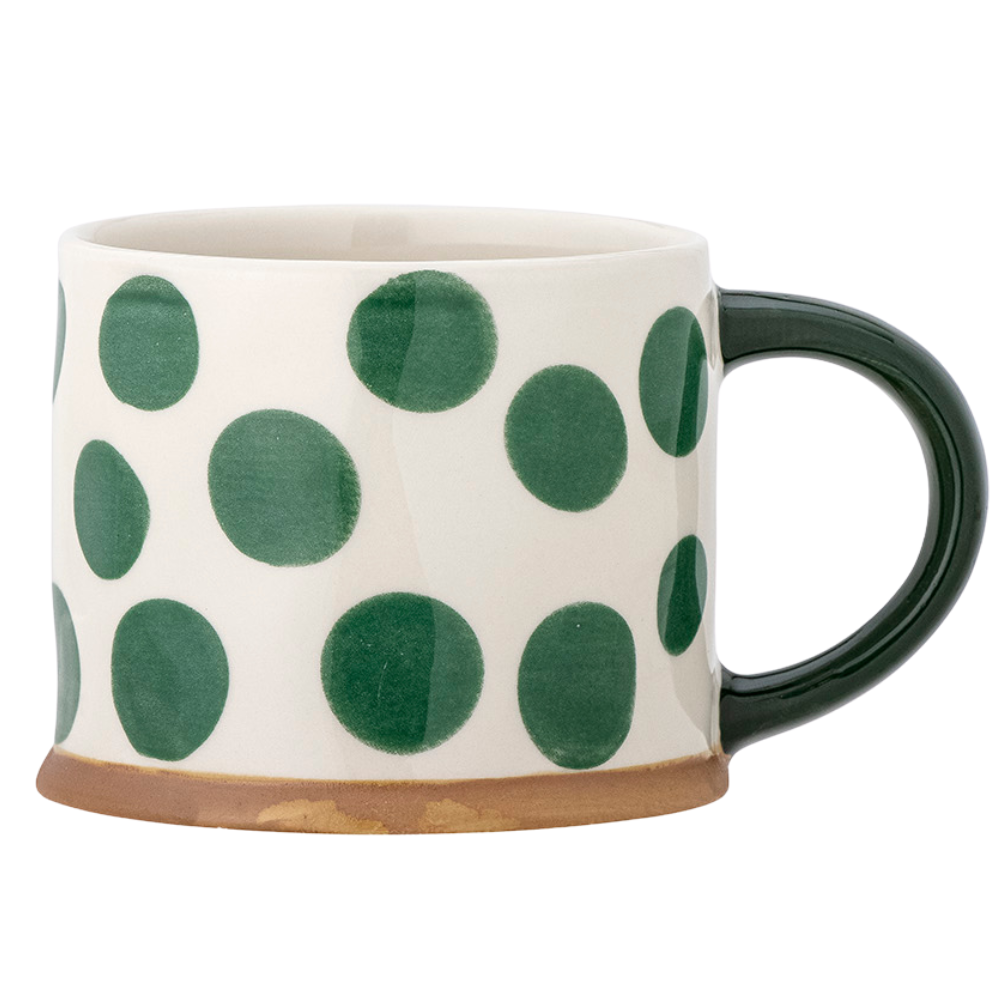 Linora | Handbemalter Steingutbecher - Punkte | 4 Farben