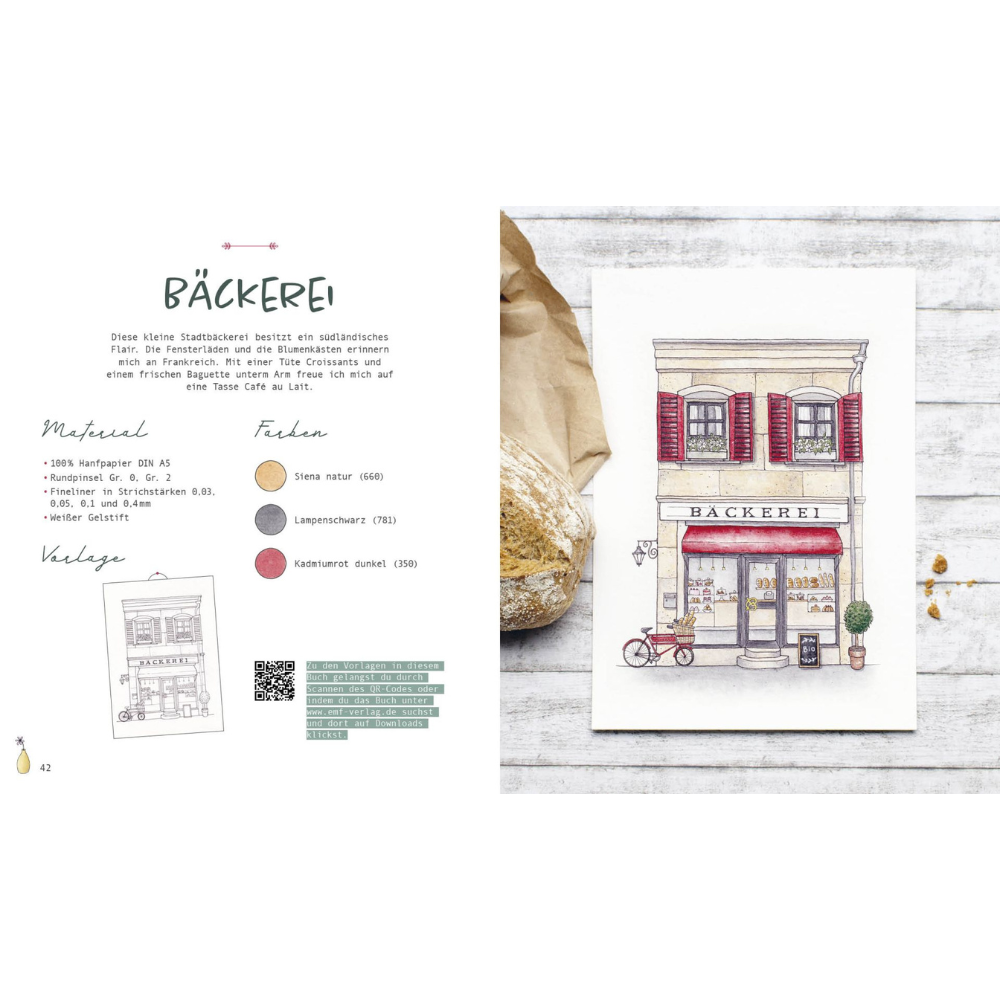 Watercolor Little Shops | Kreativbuch