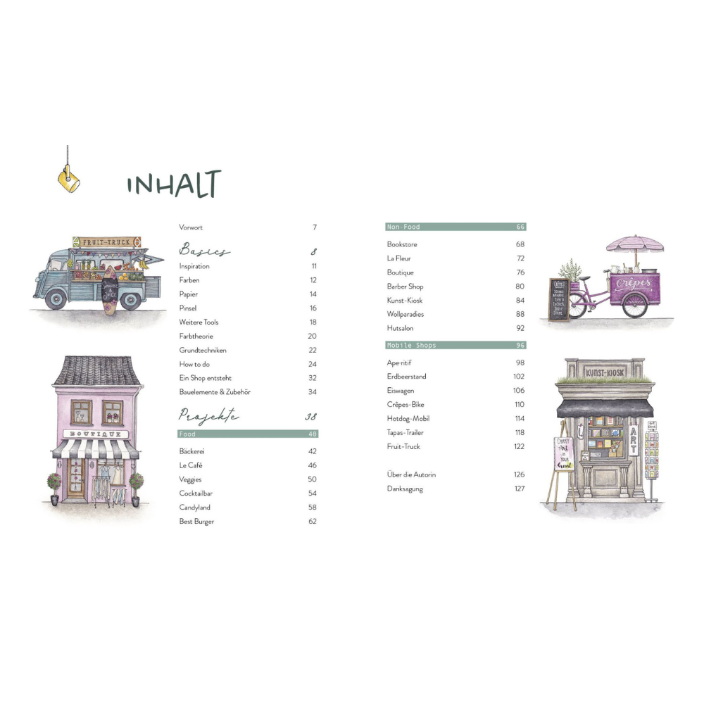 Watercolor Little Shops | Kreativbuch