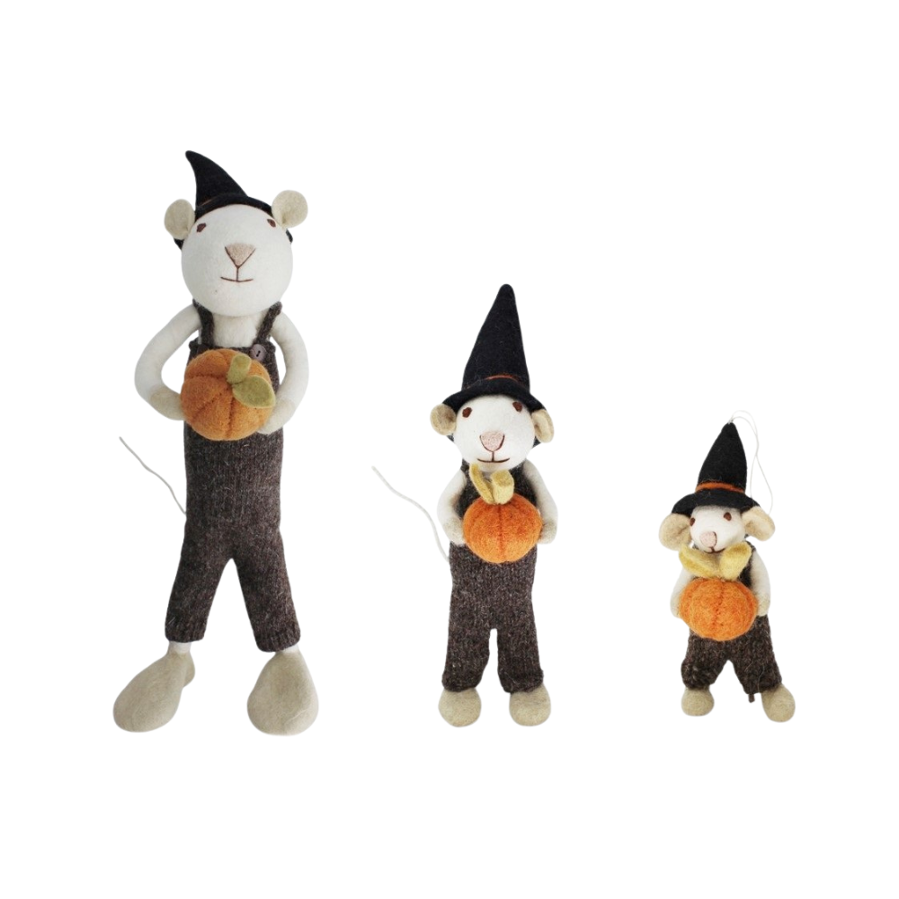 Small Boy Mouse with Pumpkin | Filz-Maus | 2 Varianten