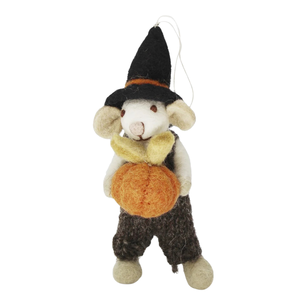 Small Boy Mouse with Pumpkin | Filz-Maus | 2 Varianten