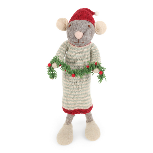 X-Large Grey Mouse | Filz-Winterfigur | 2 Varianten