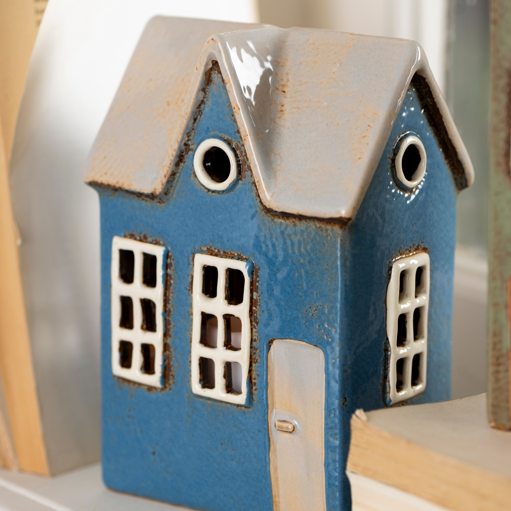 Teelichthaus Nyhavn | blau–grau | mittel