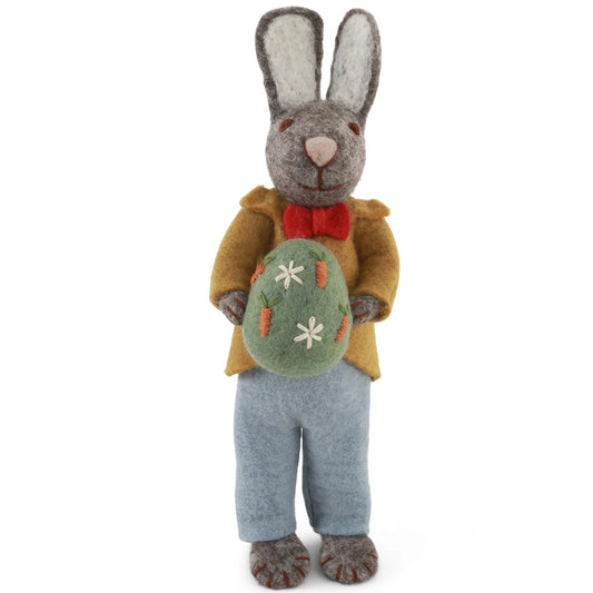 Grey Boy Bunny | Jacket & Egg | Filz-Figur
