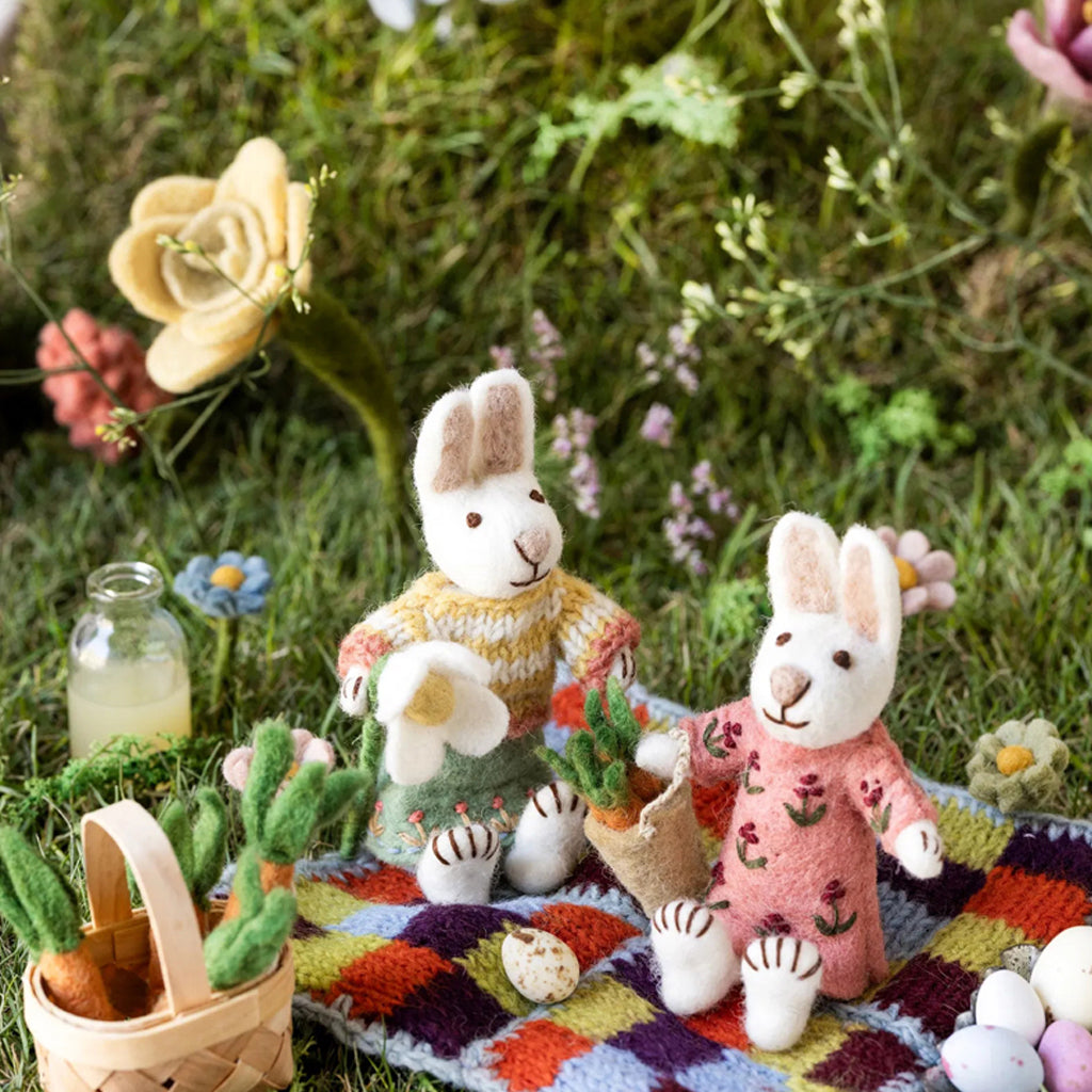 Small White Bunny Boy & Girl | Gry & Sif | Filzfigur | 2 Varianten