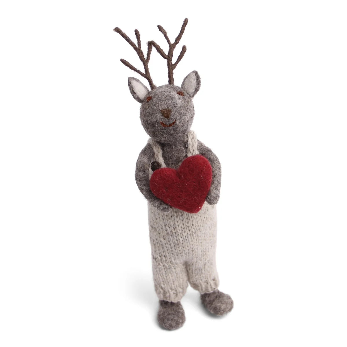 Filz-Figur BIG GREY DEER BOY WITH HEART