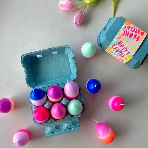 Dip Dye Kerzen EGGS | Sixpack blue Pink Stories