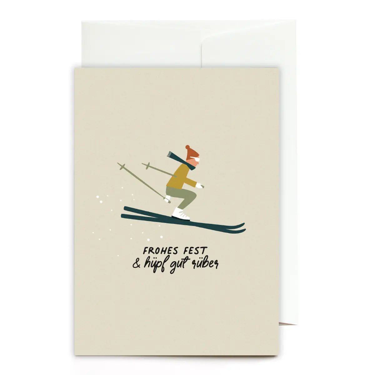 Grußkarte FROHES FEST & hüpf gut rüber Roadtyping