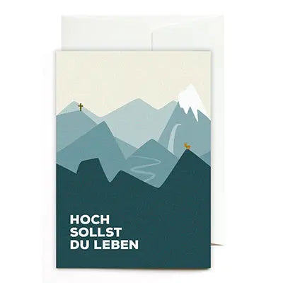 Grußkarte HOCH SOLLST DU LEBEN - Feder&Konfetti