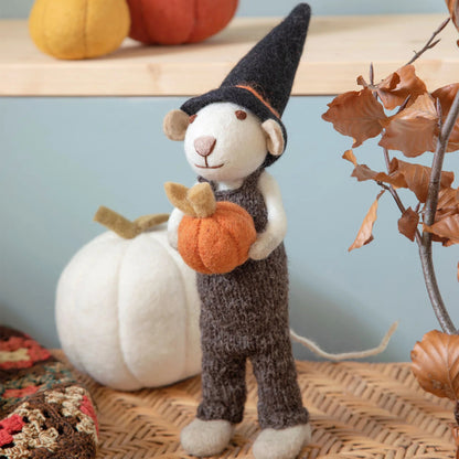 Boy Mouse mit Pumpkin | Gry & Sif | Filzfigur
