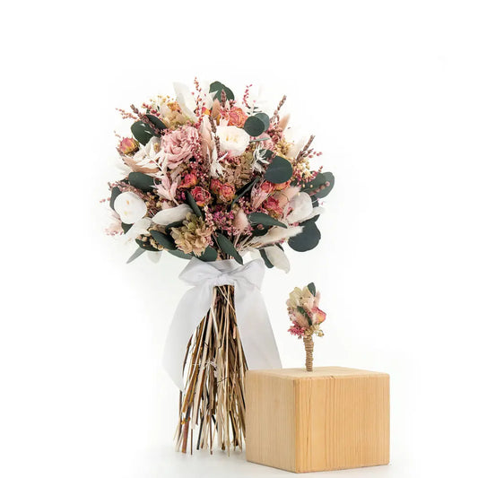 Sofie | Feder&Konfetti | Set aus Brautstrauß & Anstecker