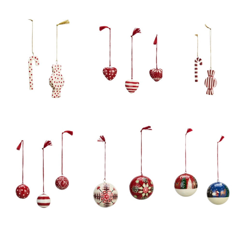 Handmade paper mache | Madam Stoltz | Weihnachtsbaum-Anhänger |  6 Varianten