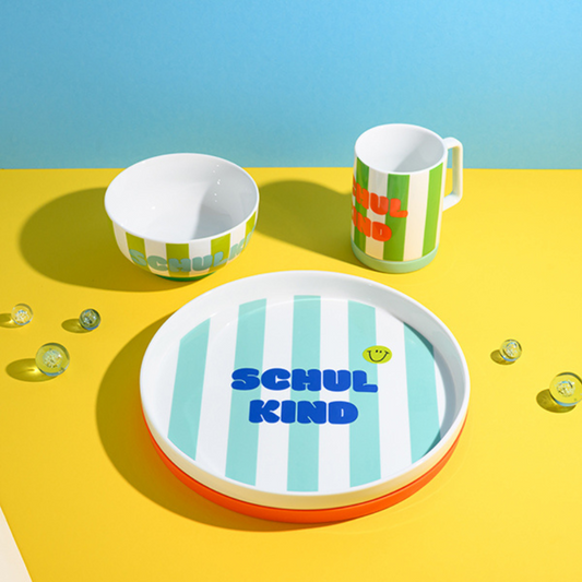Kindergeschirr | Porzellan Set Schulkind | Türkis & Grün