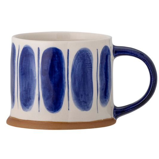 Linora | Handbemalter Steingutbecher - Oval | 3 Farben
