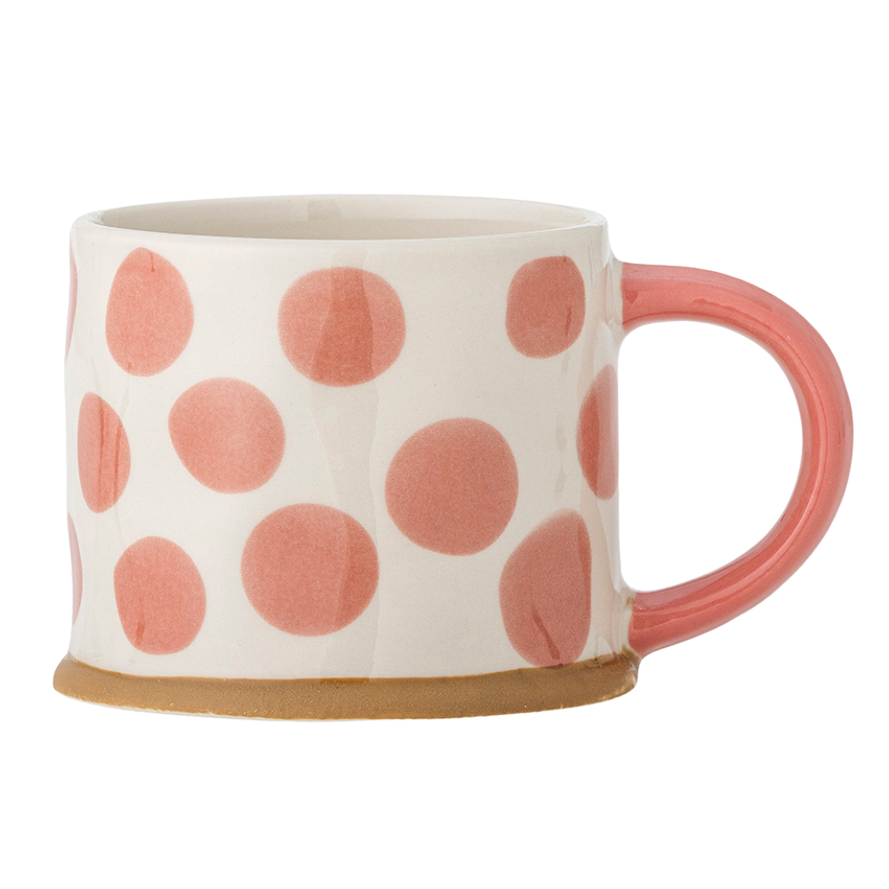 Linora | Handbemalter Steingutbecher - Punkte | 4 Farben