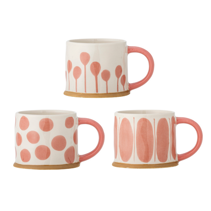 Linora | Handbemalter Steingutbecher - Punkte | 4 Farben