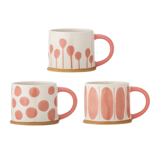 Linora | Bloomingville | Handbemalter Steingutbecher - Tropfen | 4 Farben