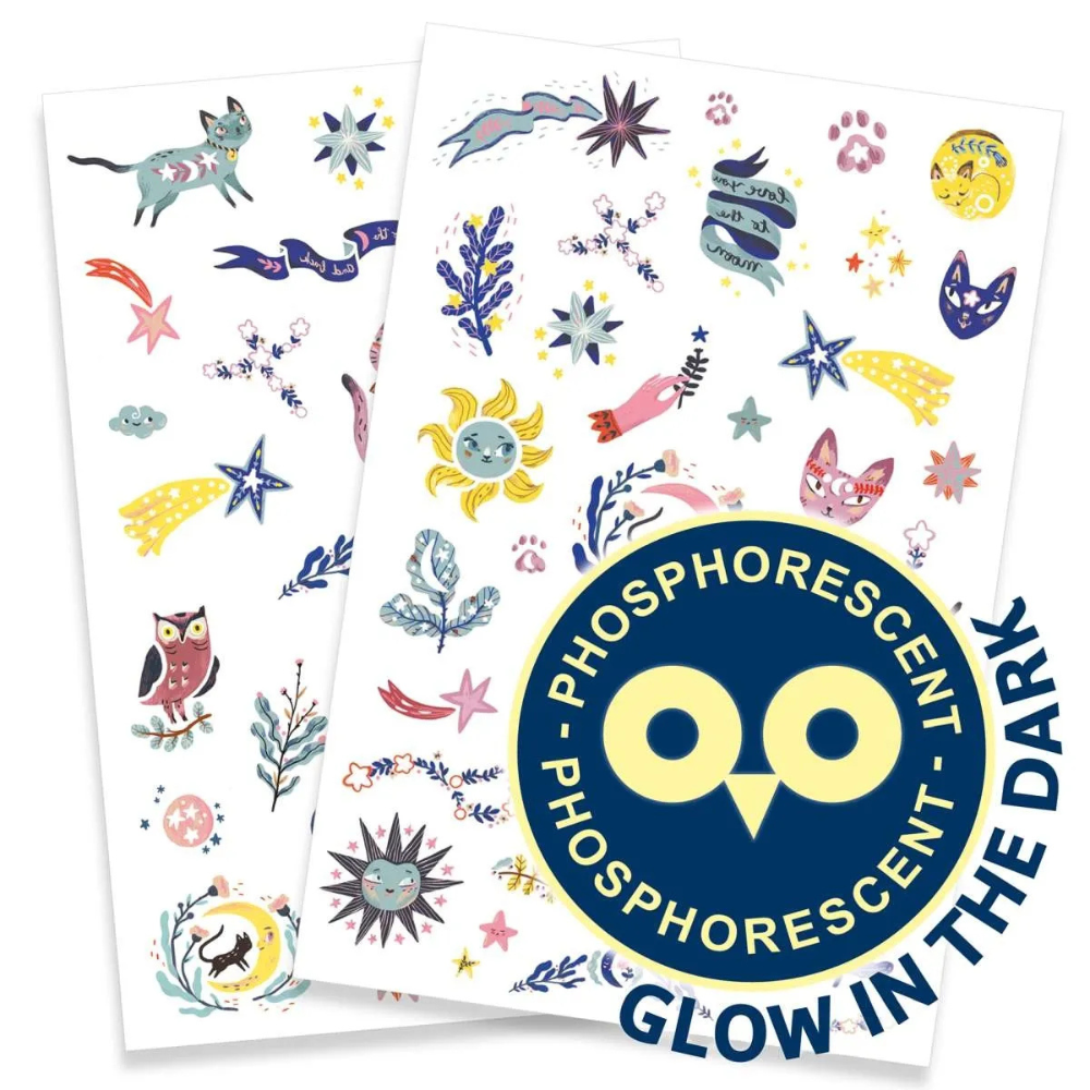 Djeco Tattoos | Leucht- & Klebetattoos für Kinder | 4 Varianten