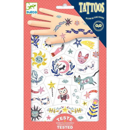 Djeco Tattoos | Leucht- & Klebetattoos für Kinder | 4 Varianten