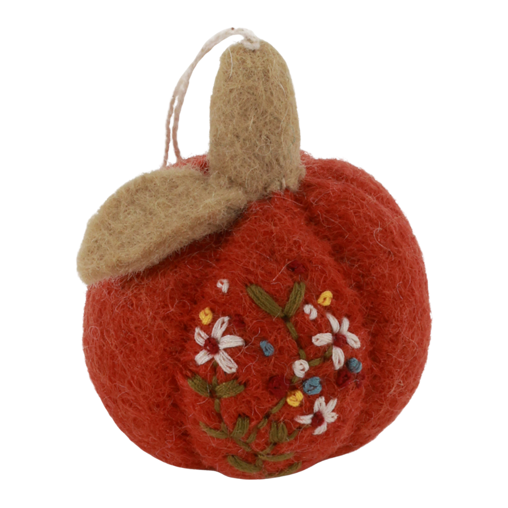 Pumpkin with Embroidery | Filz-Anhänger