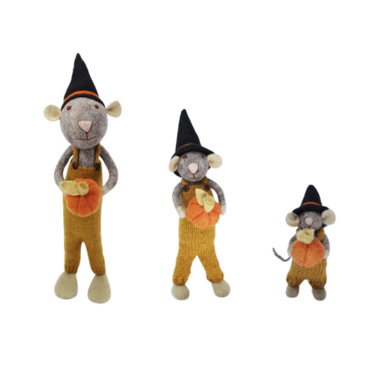 Small Boy Mouse with Pumpkin | Filz-Maus | 2 Varianten