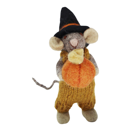 Small Boy Mouse with Pumpkin | Filz-Maus | 2 Varianten