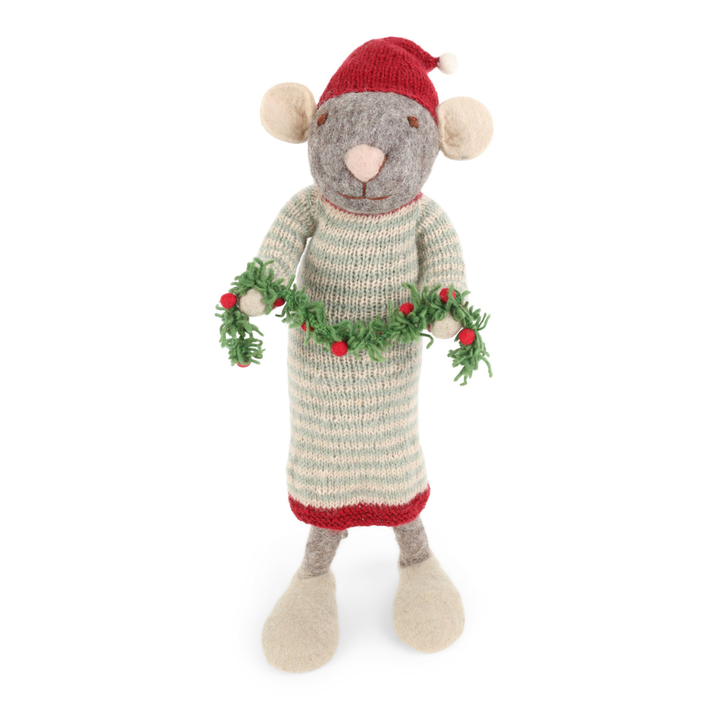 X-Large Grey Mouse | Filz-Winterfigur | 2 Varianten