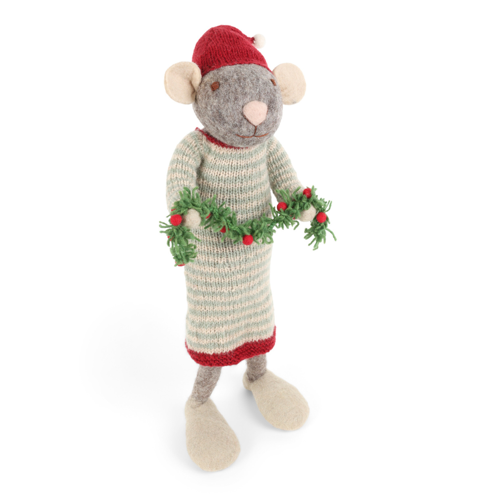 X-Large Grey Mouse | Filz-Winterfigur | 2 Varianten