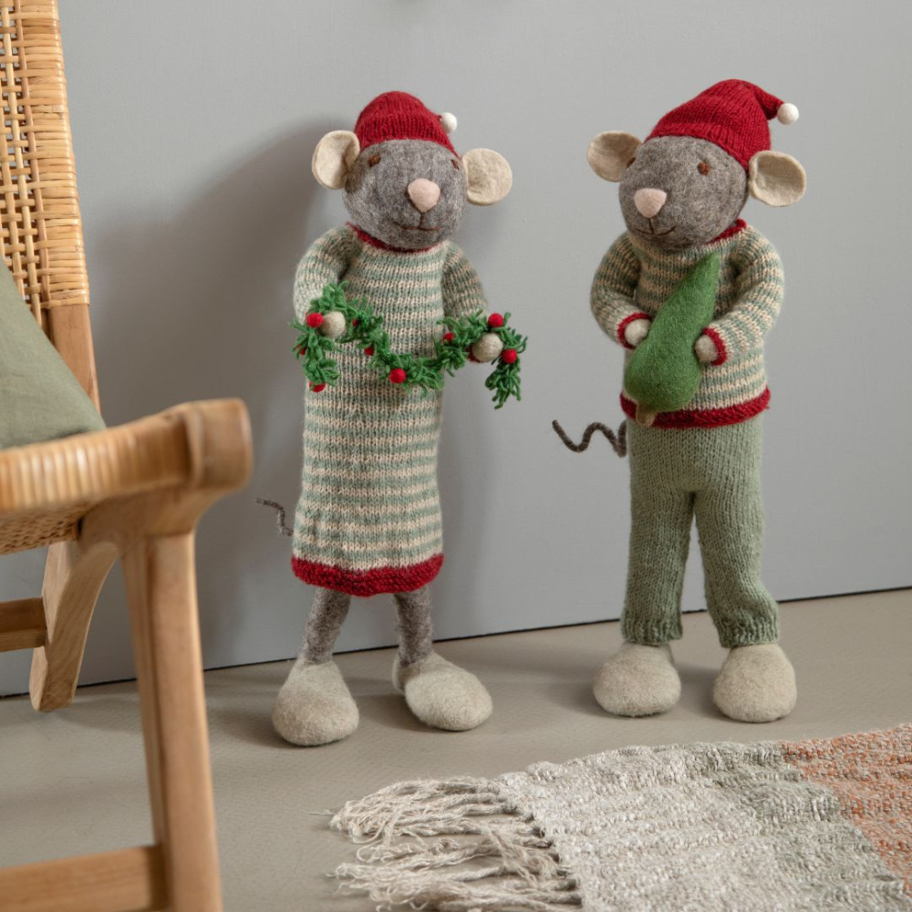 X-Large Grey Mouse | Filz-Winterfigur | 2 Varianten