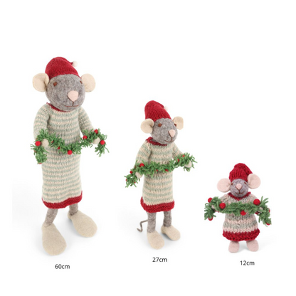 X-Large Grey Mouse | Filz-Winterfigur | 2 Varianten