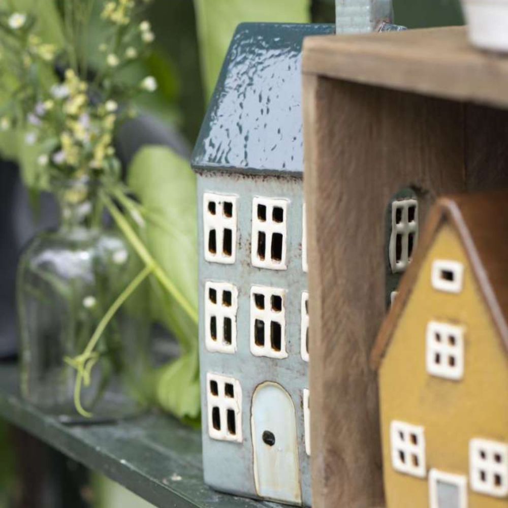 Teelichthaus Nyhavn | Skandinavische Hygge | blaue Tür | 3 Varianten