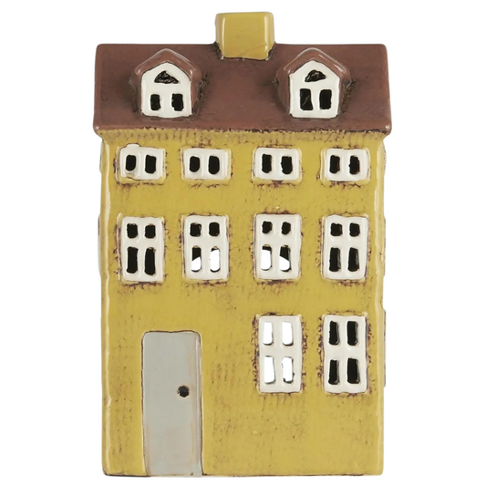 Nyhavn | Ib Laursen | Teelichthaus | gelb mit grauer Tür