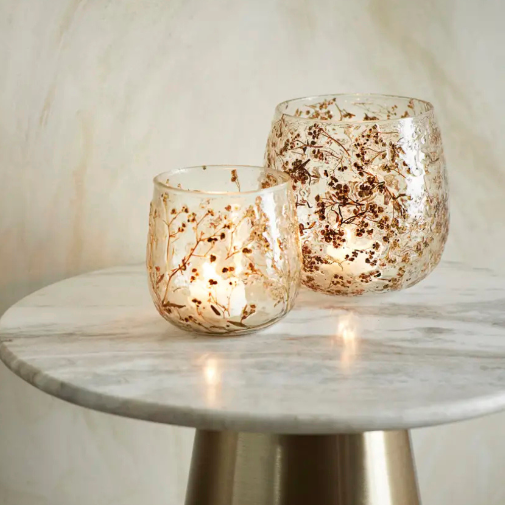 Glass Votive with Flowers | Glas-Windlicht mit Blüten