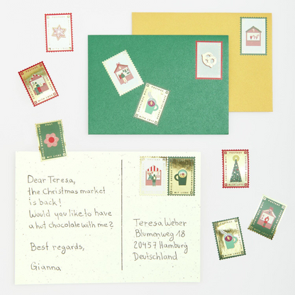 Paper Poetry Mini-Sticker Weihnachtsmarkt Briefmarken | Sticker-Rolle