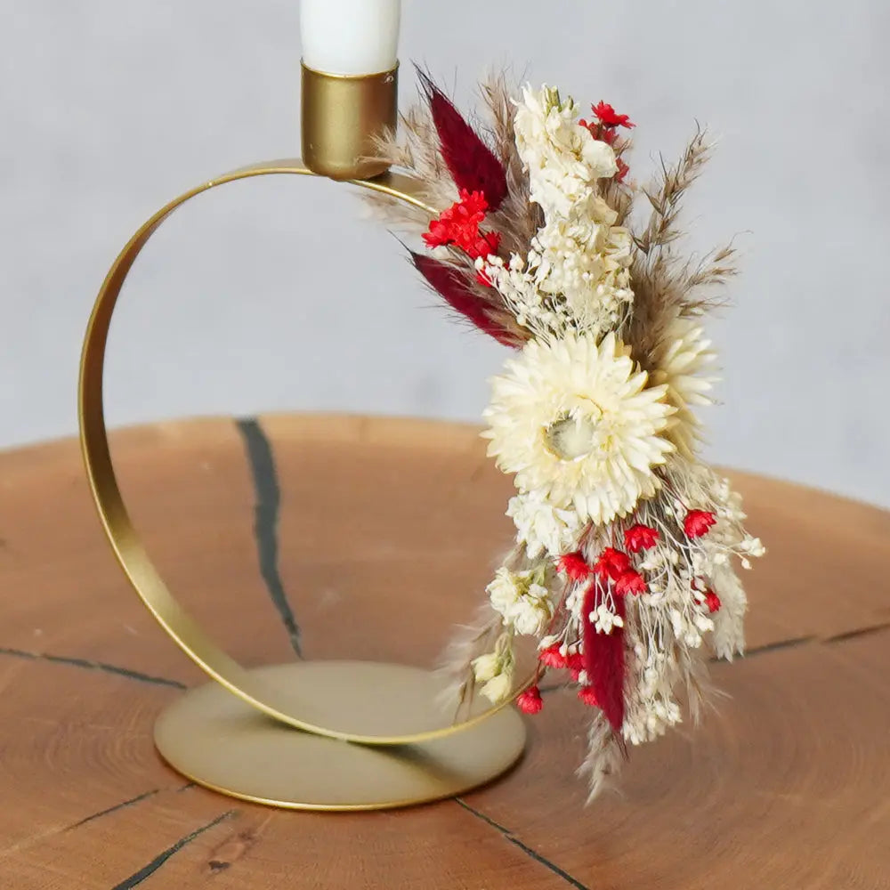 Tischloop golden ELIN mit Kerze | 2 Größen - Feder&Konfetti