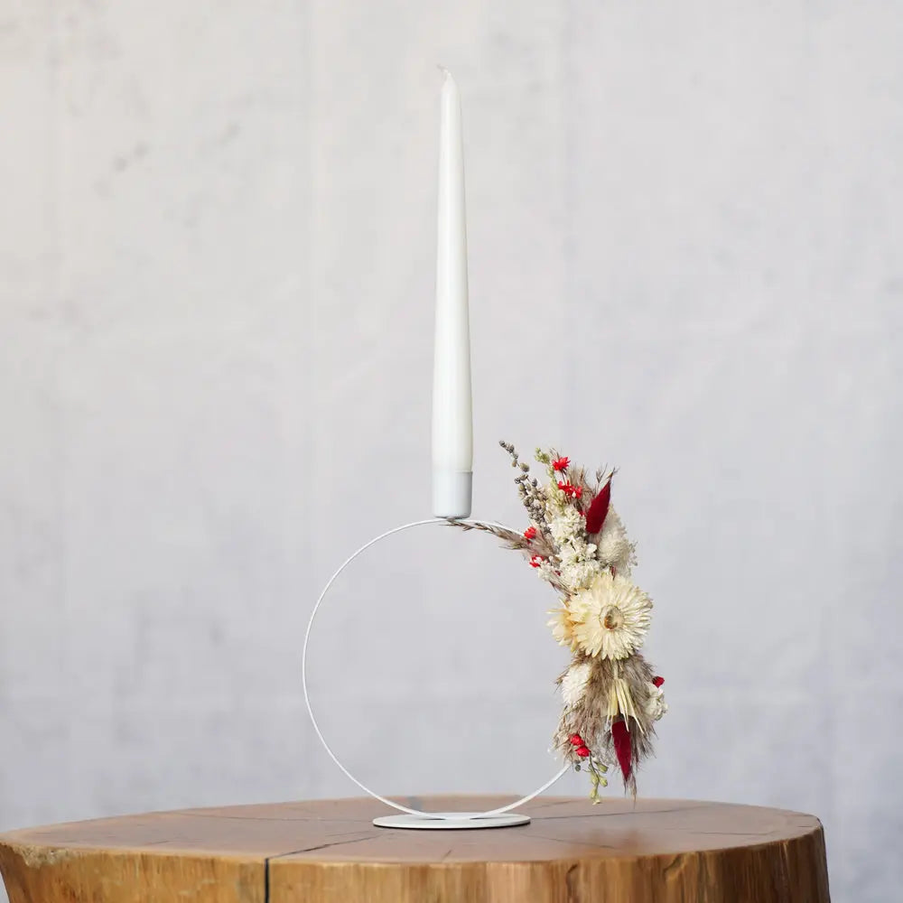 Tischloop white ELIN mit Kerze | 2 Größen - Feder&Konfetti