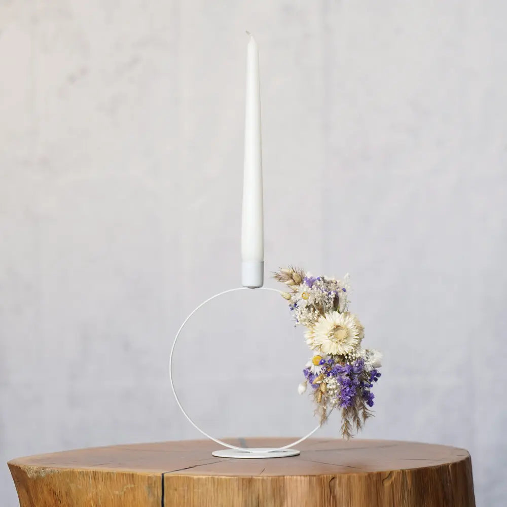 Tischloop white KINE mit Kerze | 2 Größen - Feder&Konfetti