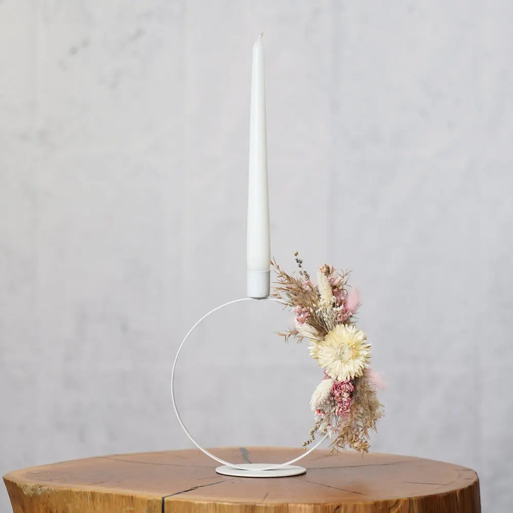Tischloop white TALVI mit Kerze | 2 Größen - Feder&Konfetti