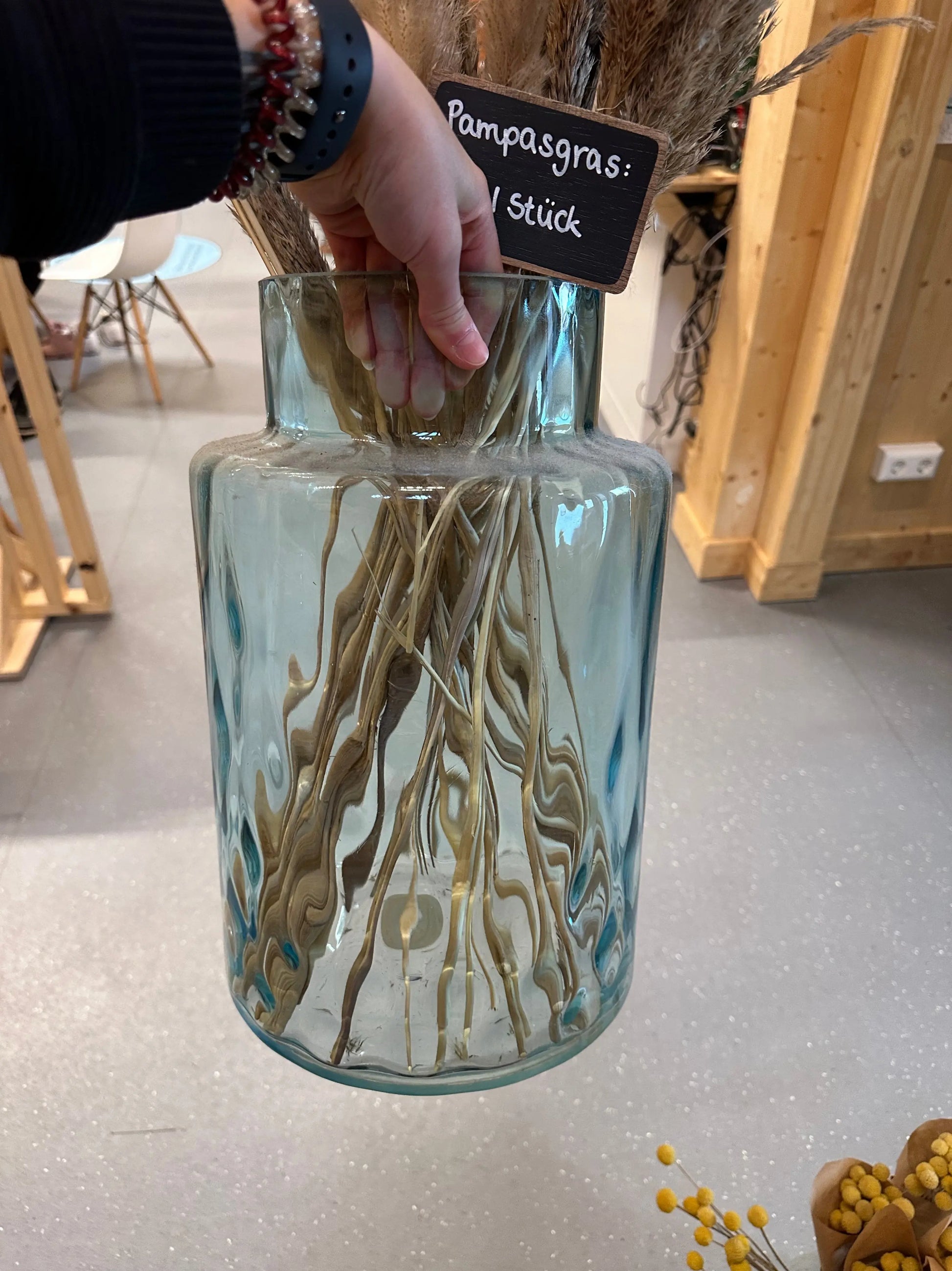 Vase Glas hellblau Feder&Konfetti