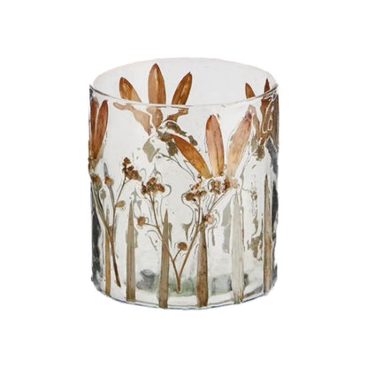 Glass votive with flowers | Madam Stoltz | Glas-Windlicht | 2 Varianten