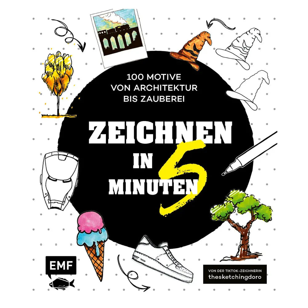 Zeichnen in 5 Minuten - 100 Motive von Architektur bis Zauberei - Feder&Konfetti Store