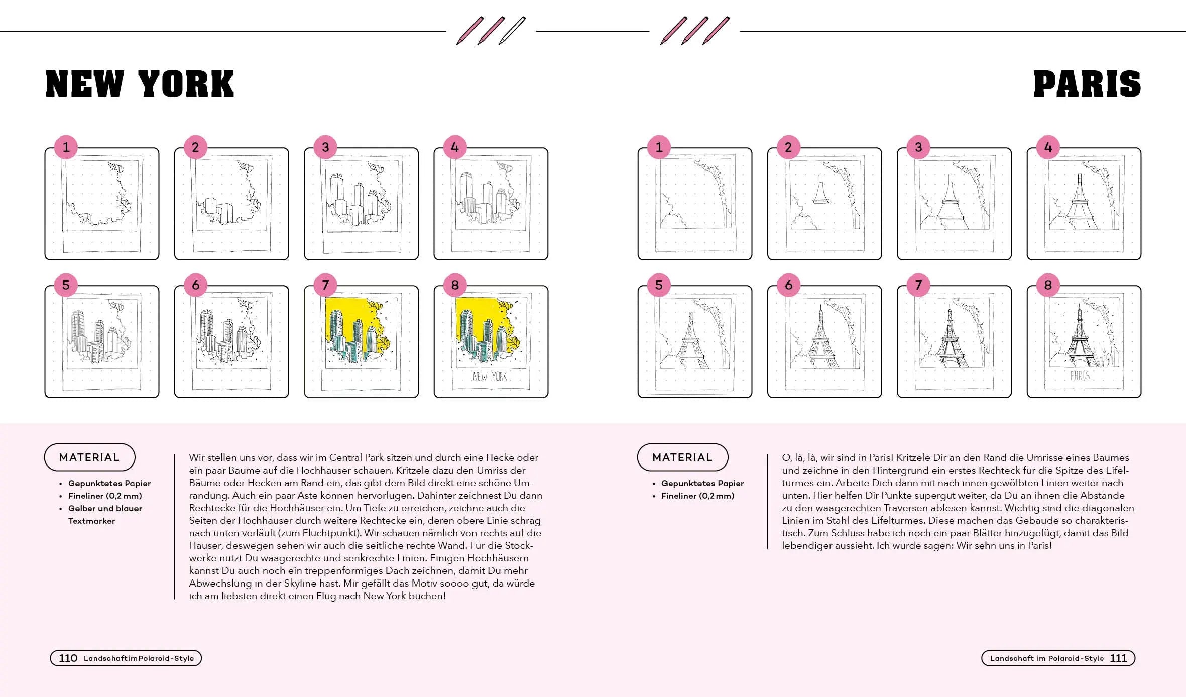 Zeichnen in 5 Minuten - 100 Motive von Architektur bis Zauberei - Feder&Konfetti Store