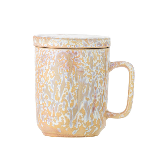 Yuma | Bloomingville | Becher aus Steingut mit Deckel und Teesieb | 2 Farben