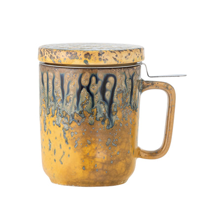 Yuma | Bloomingville | Becher aus Steingut mit Deckel und Teesieb | 2 Farben