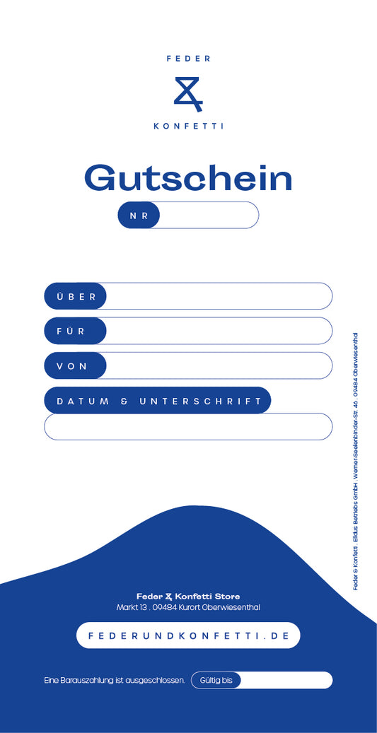 Dein Feder&Konfetti Gutschein | per Post