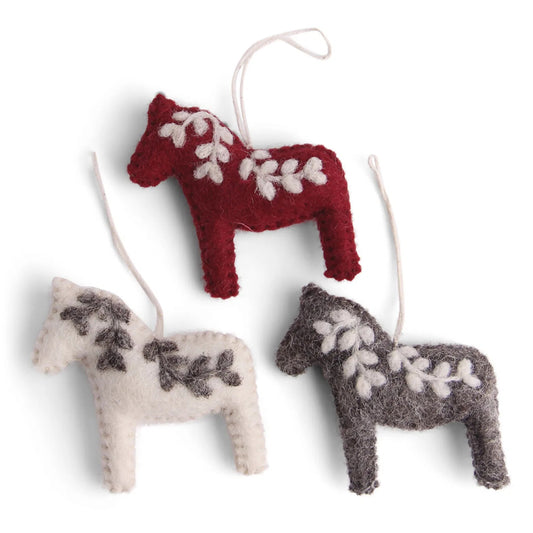 Dala Horses Classic | 3er Set | Filz-Anhänger