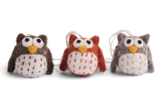 Eulen in Naturfarben 3er Set | Filzfigur